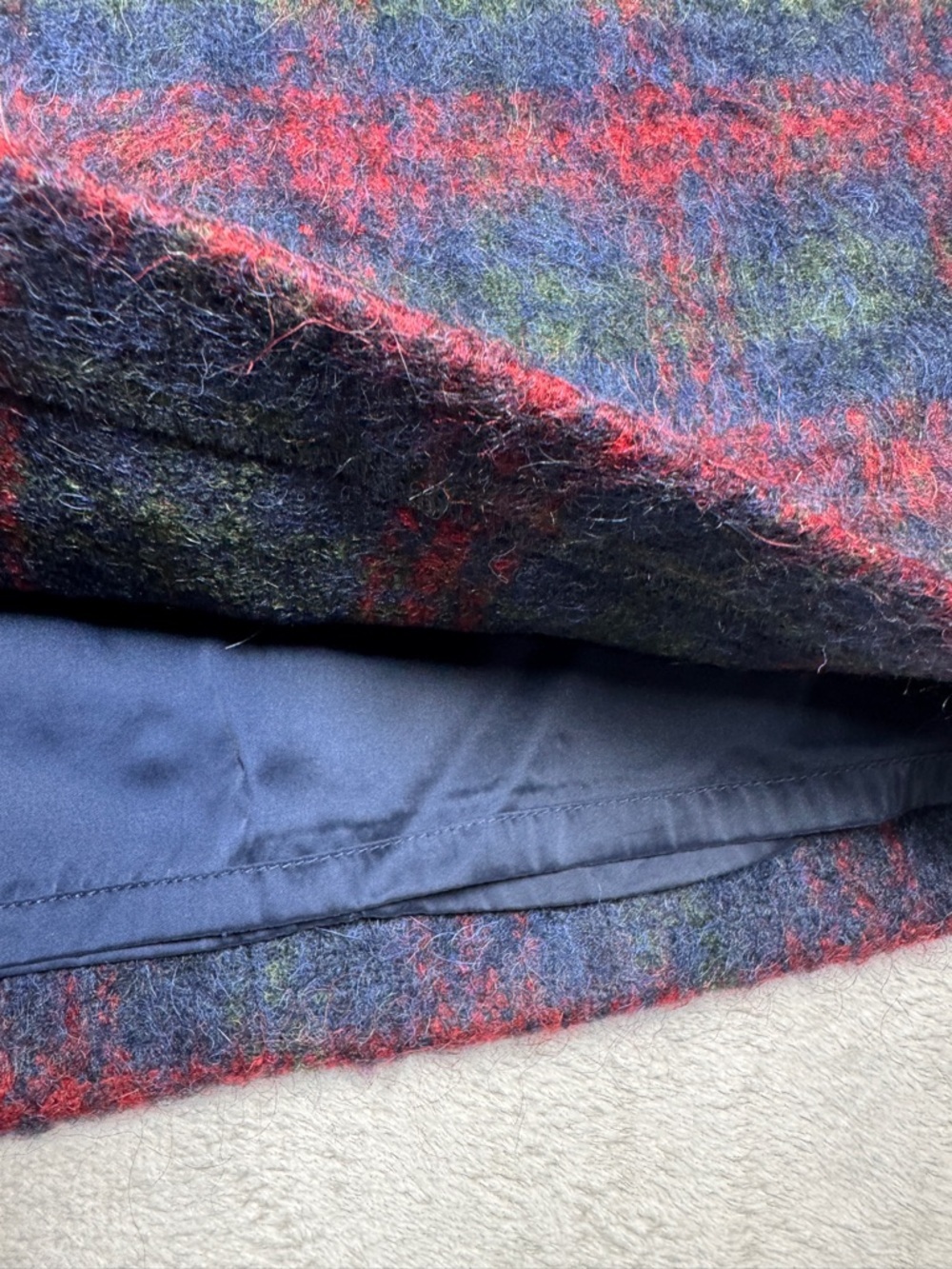 Talbots Wool Alpaca Blend Plaid Red Green Blue Straight Academia Mini Skirt 16 - Picture 5 of 15